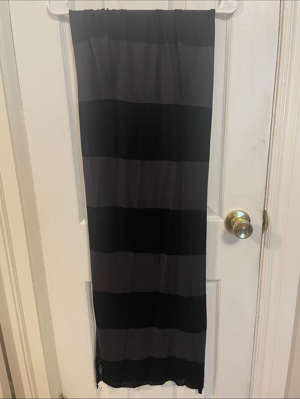 Le Château Black & Grey Striped Viscose Lightweight Scarf